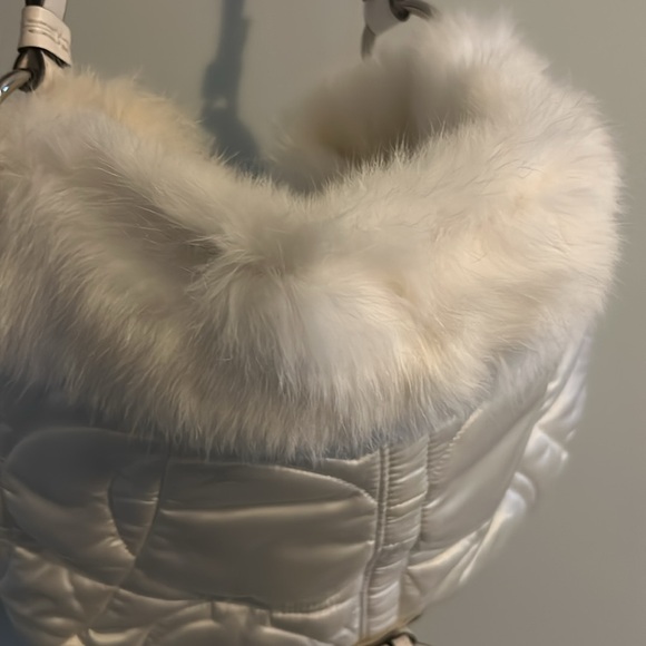 Coach Soho ski hobo satin bag with rabbit fur trim, bag # 3587 - Picture 9 of 11